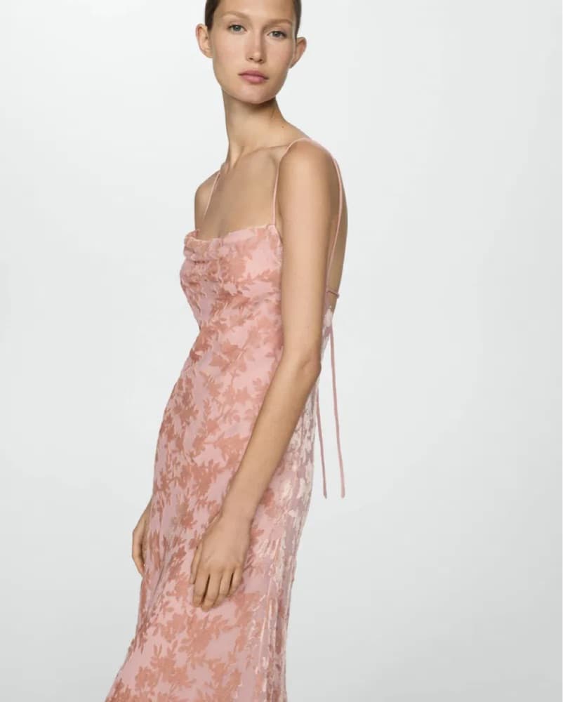 Mango Pink Floral Applique Dress - Image 3
