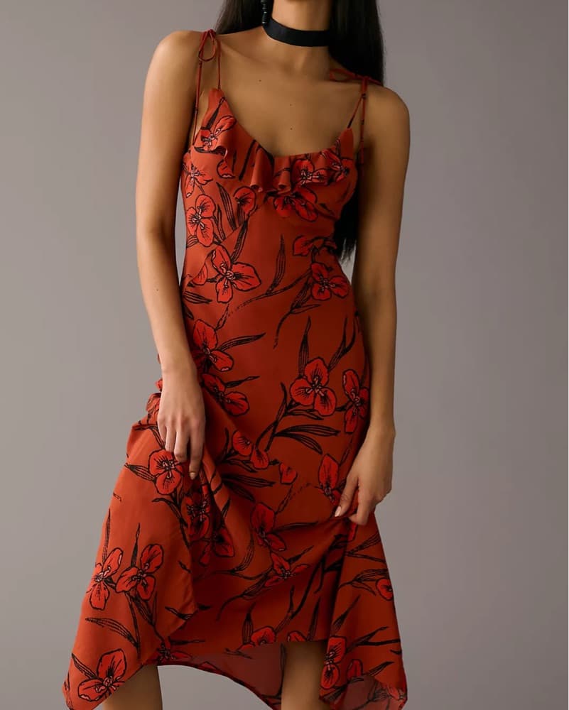 Anthropologie Ruffled V- Neck Slip Dress - Image 2