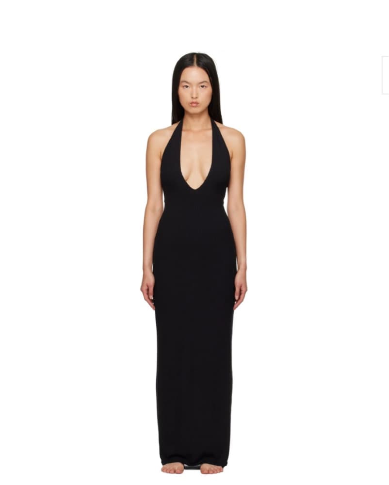 Skims Plunge Halter Maxi Brown Dress - Image 2