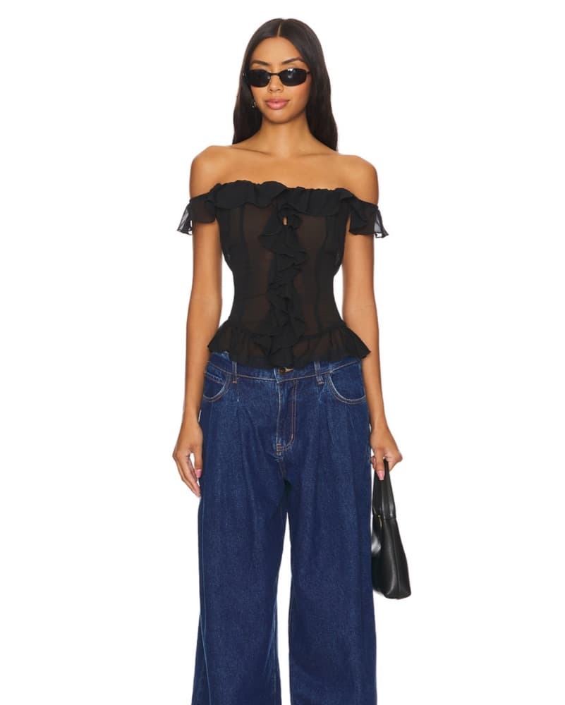 Timeless Ruffle Top In Onyx - Image 1
