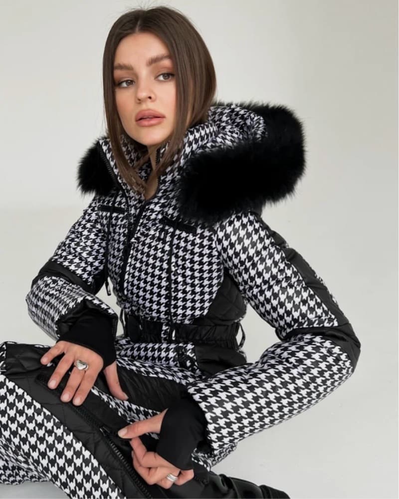 Ski jumpsuit houndstooth pattern - Image 5