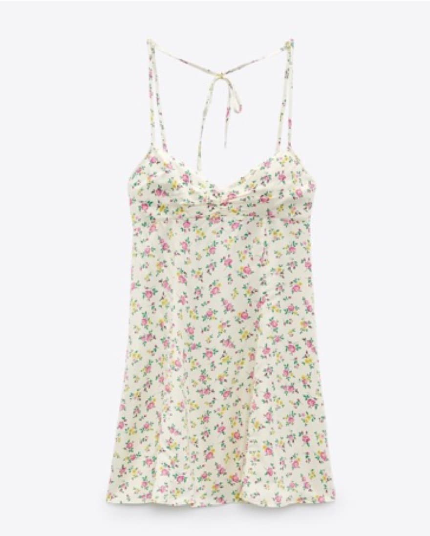 Zara Floral Print Satin Mini Slip Dress - Image 4
