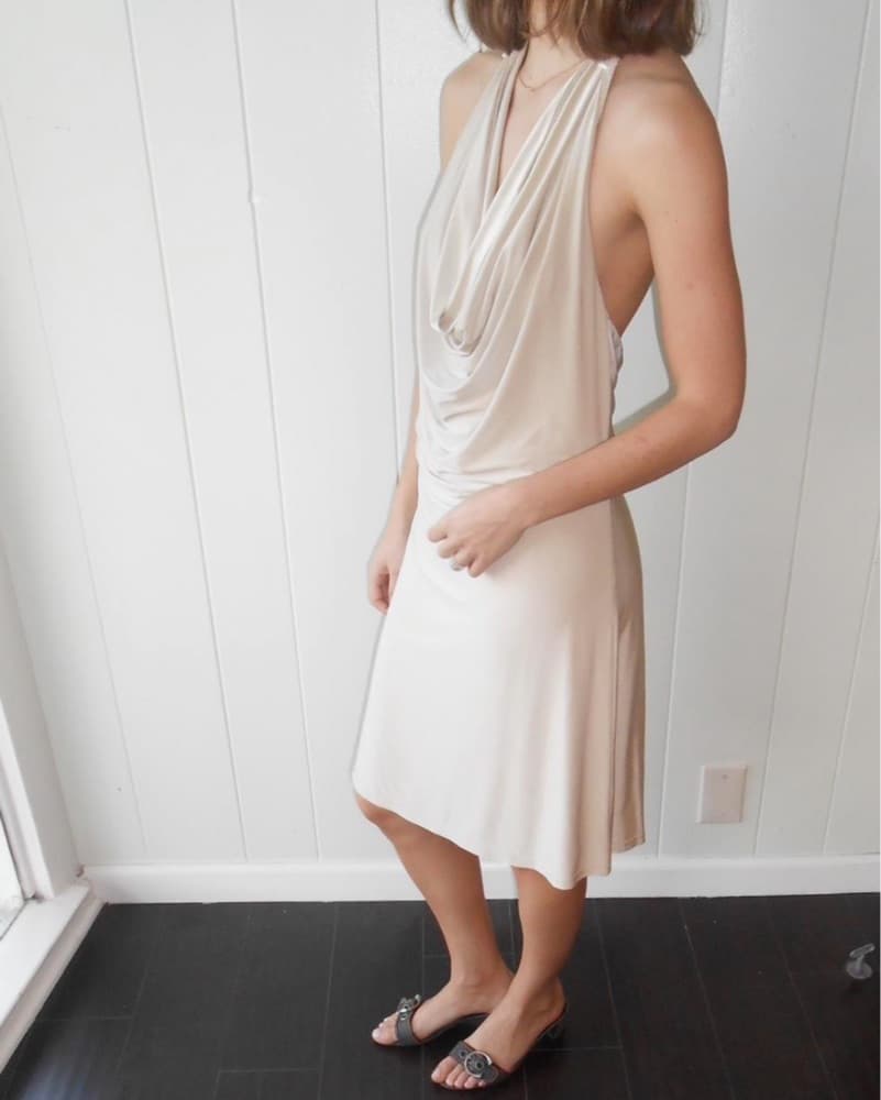Vintage Draped Midi Dress - Image 4