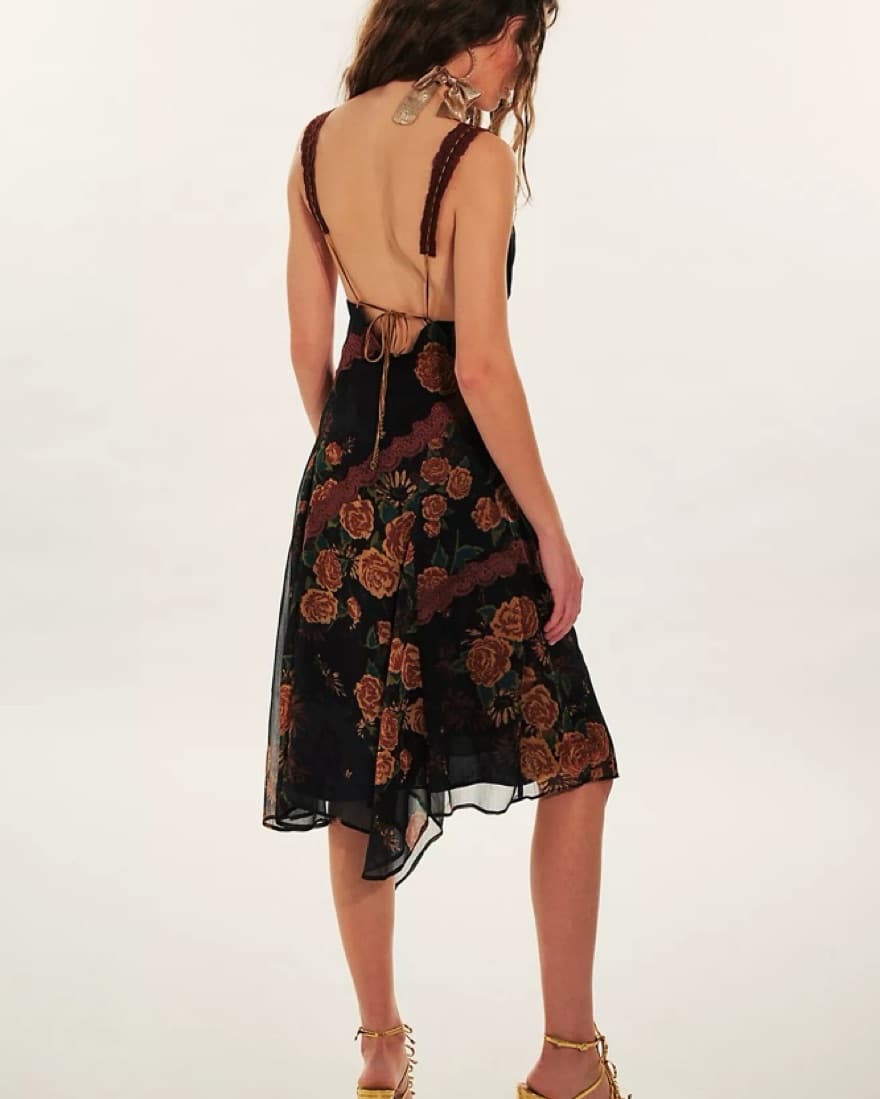 Free People Floral Midi Dress With Lace - Image 2
