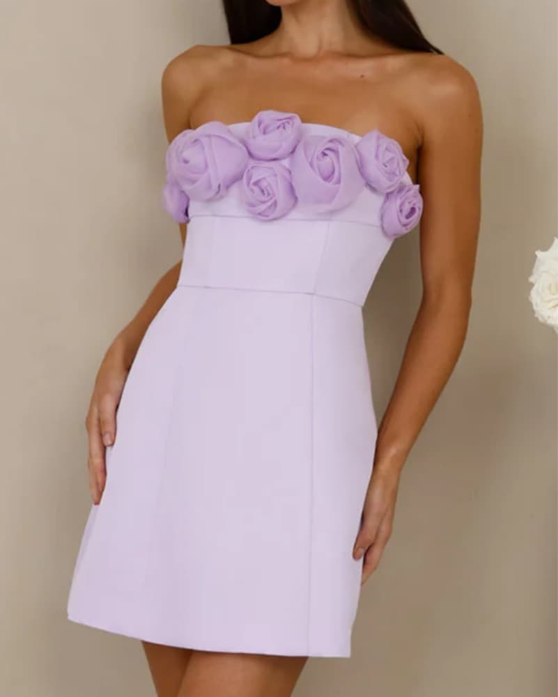 WILD ROSE AFFAIR STRAPLESS MINI DRESS LI - Image 1