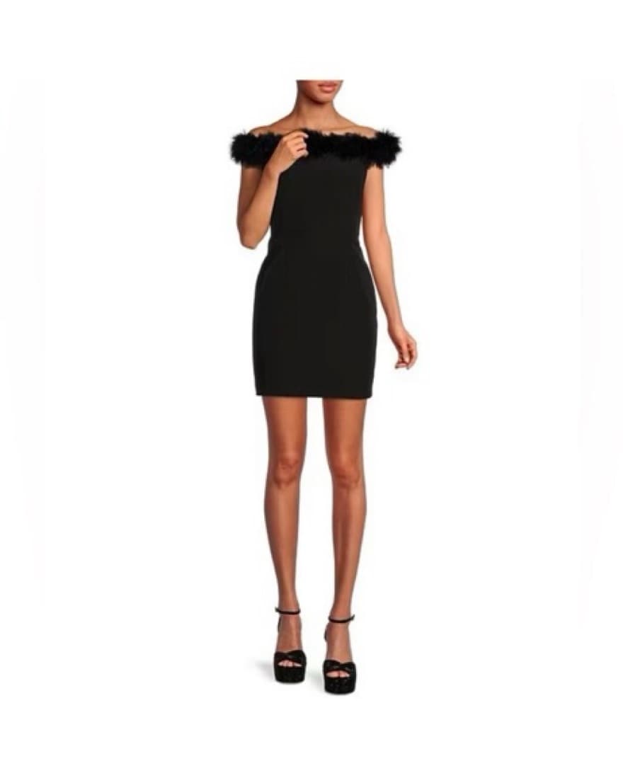 Black Gianni Bini Fur Mini  Dress - Image 1