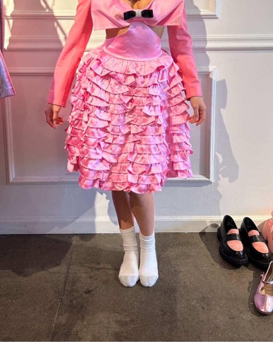SHUSHU TONG PINK RUFFLE MINI DRESS - Image 2