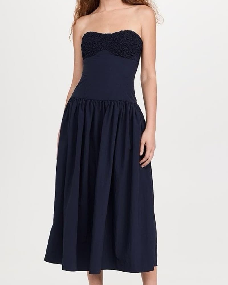 Moon River Sleeveless Shirred Midi Dress - Image 1