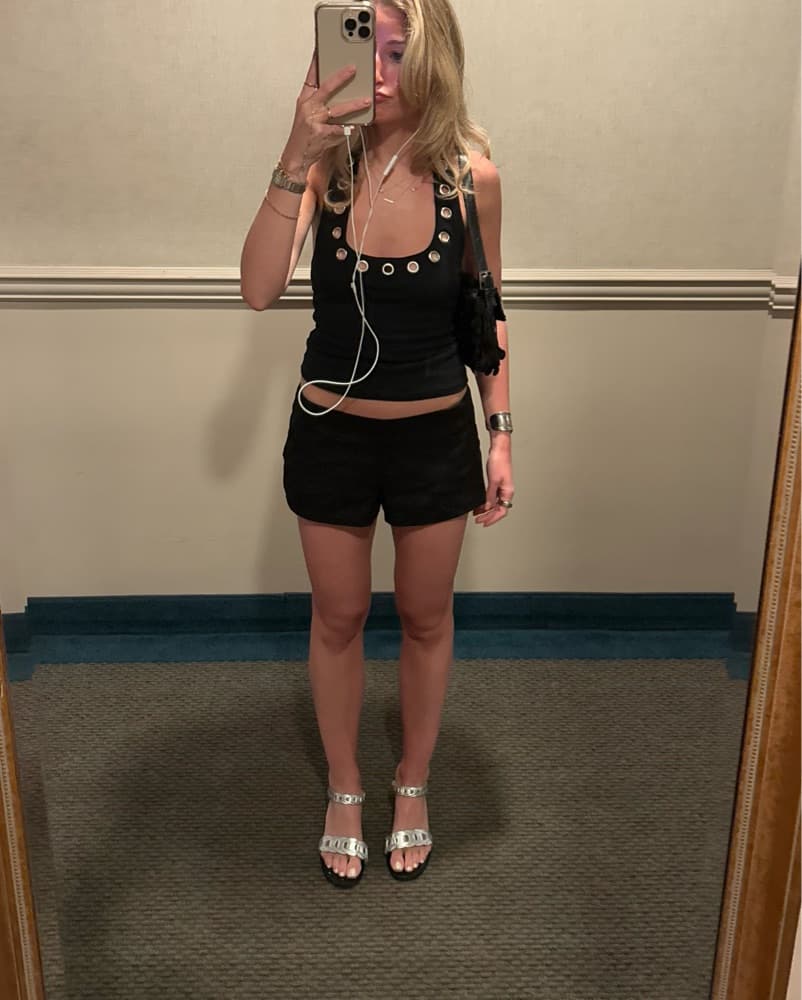 Reformation Black Halter Metal Top - Image 1
