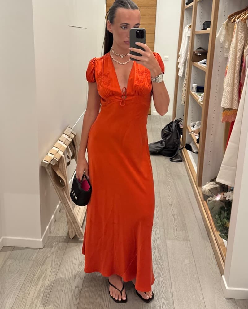 Doen Leana Dress Fiery Coral - Image 1