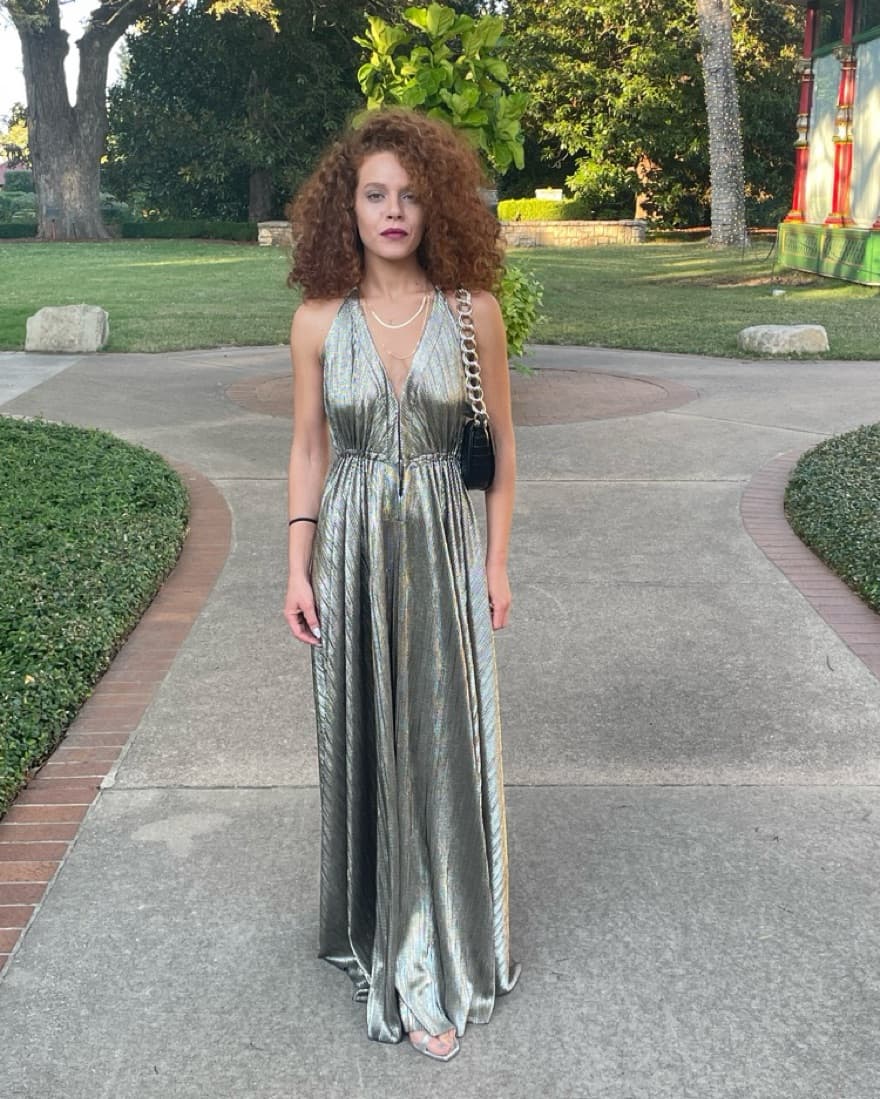 Shimmering Metallic Maxi Dress - Image 1