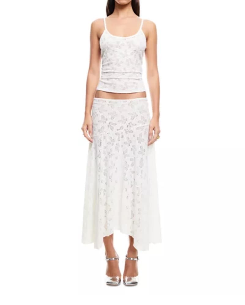 White Floral Lace Two-Piece Set | cover up, vacation set, white matching set - Image 3
