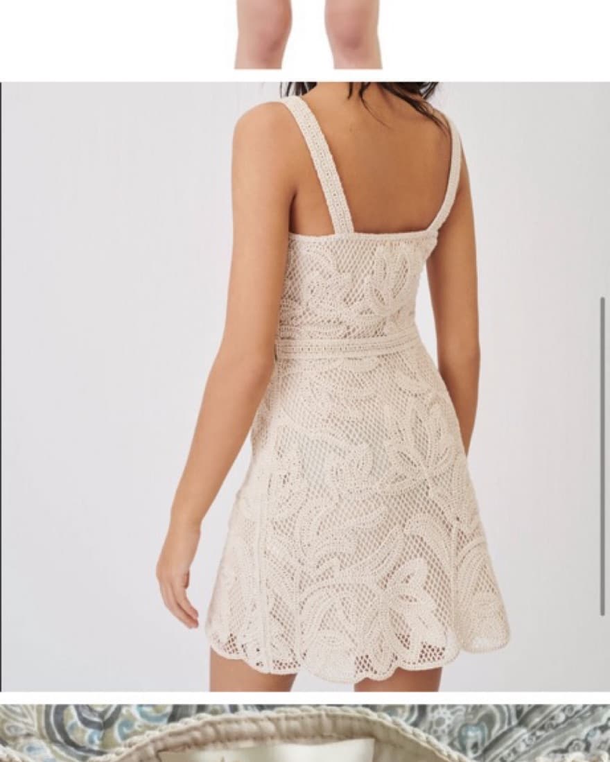 MAJE 34 beige knit macrame mini dress  - Image 4