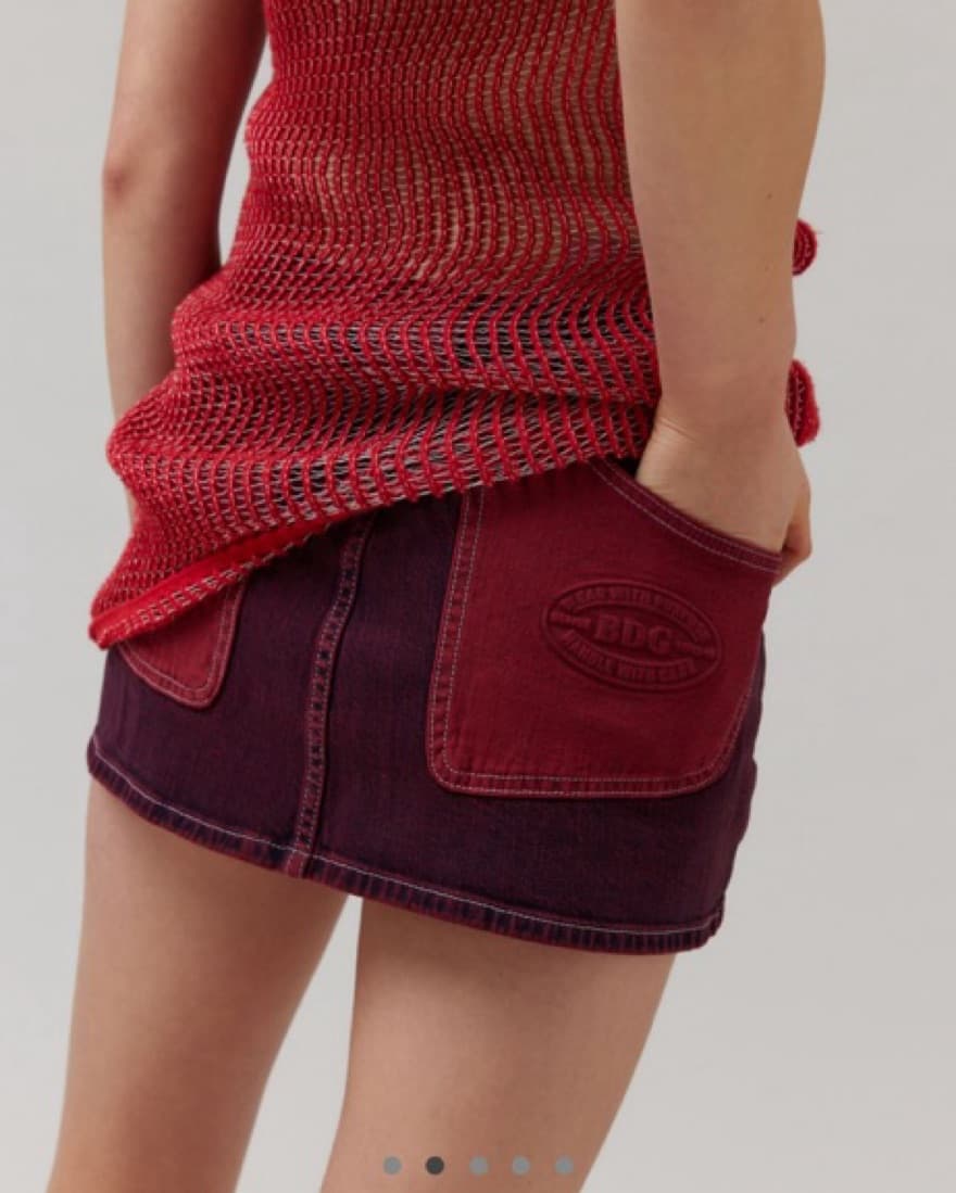 BDG red Denim Moto Skirt - Image 2