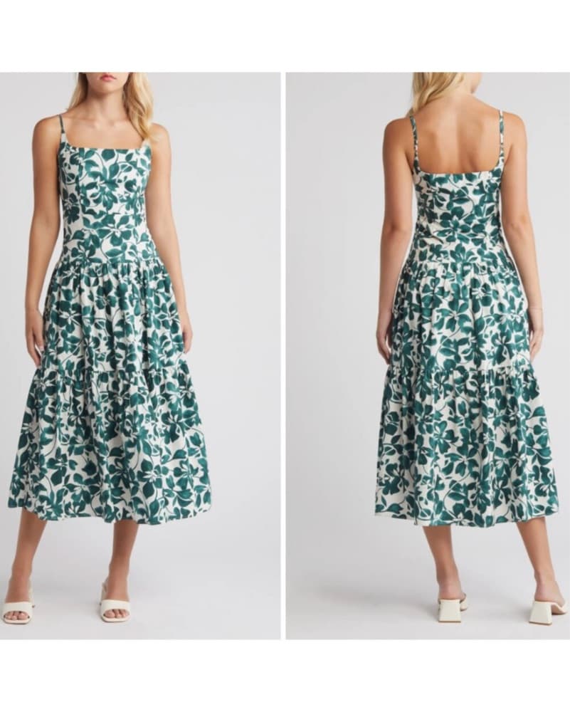 Moon River Green leaf midi dress - Image 1