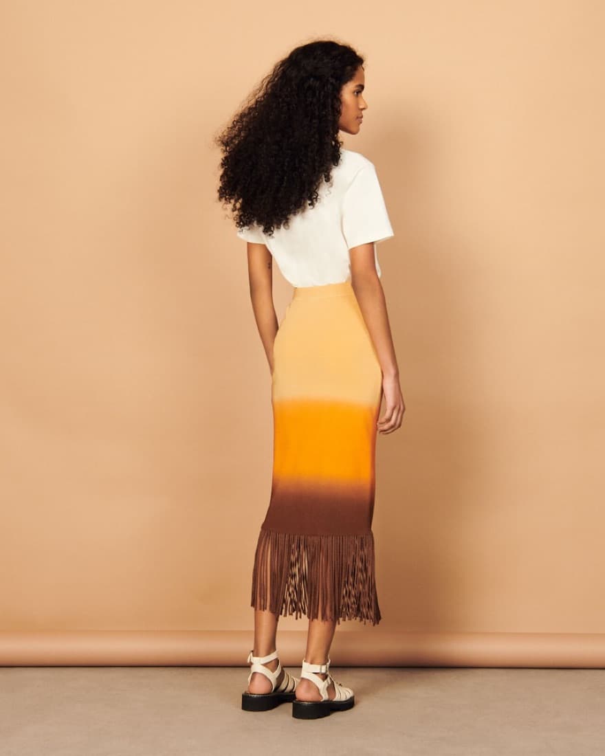 Sandro Ombre Fringe Maxi Skirt - Image 4