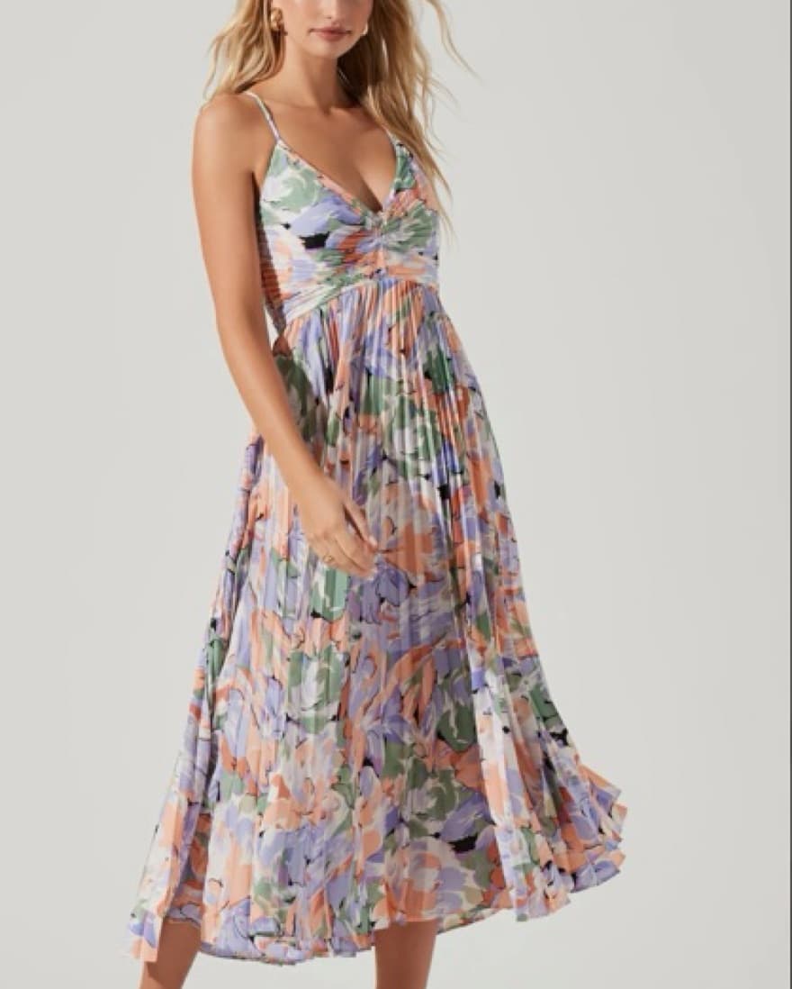 BLYTHE FLORAL PLISSE MIDI DRESS - Image 1