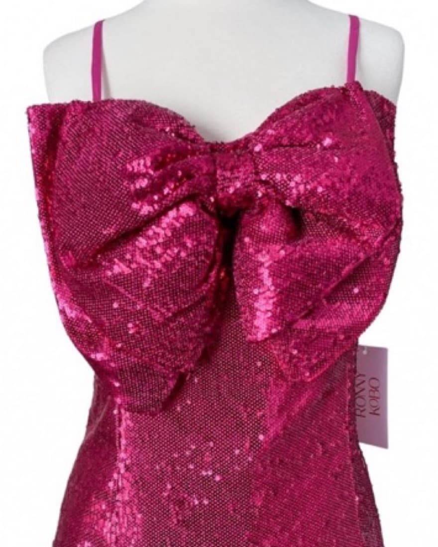 Ronny Kobo Hot Pink Sequin Bow Dress - Image 4
