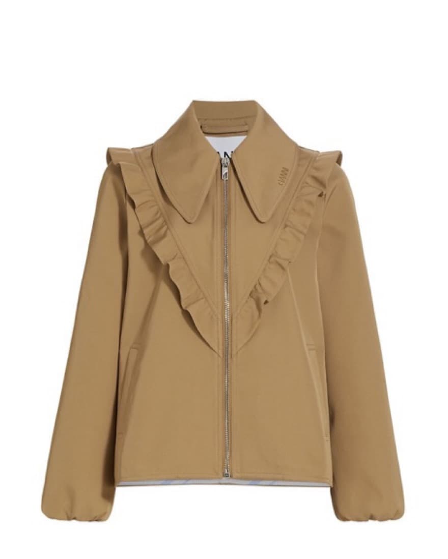 GANNI Heavy Twill Frill Jacket - Image 1