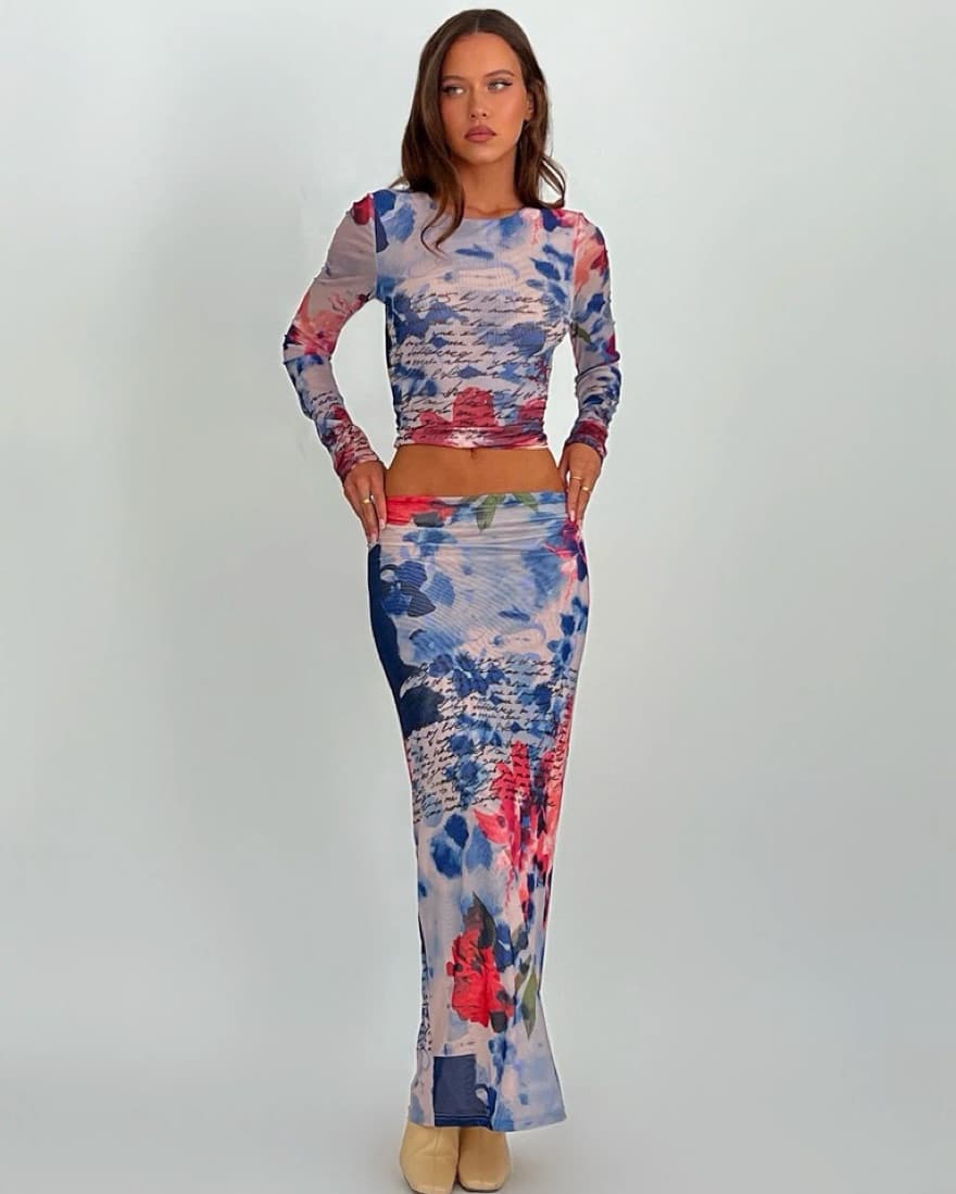 Floral Mesh Long Sleeve Tee - Image 2