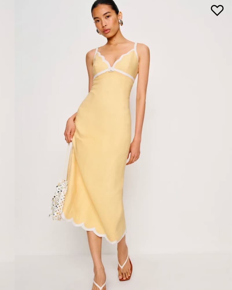 Refomation sara Linen Dress In Parmesan - Image 2
