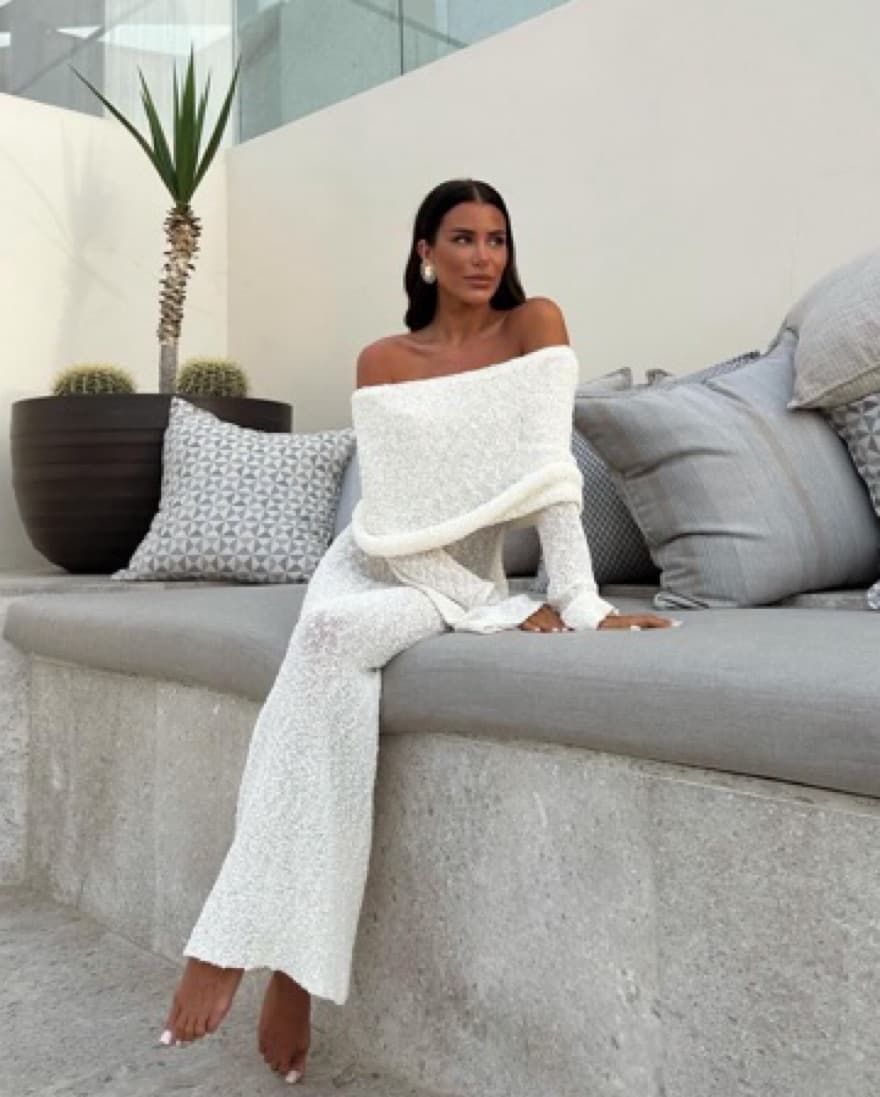 MESHKI MARISOL Off Shoulder Boucle Maxi  - Image 4