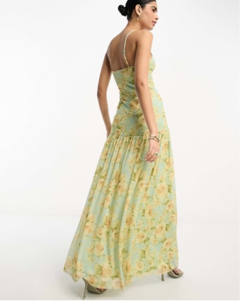 Long Floral Drop Waist Dress - Image 2