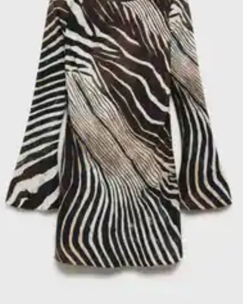 Zebra Print Dress With flared Sleeves - Image 2