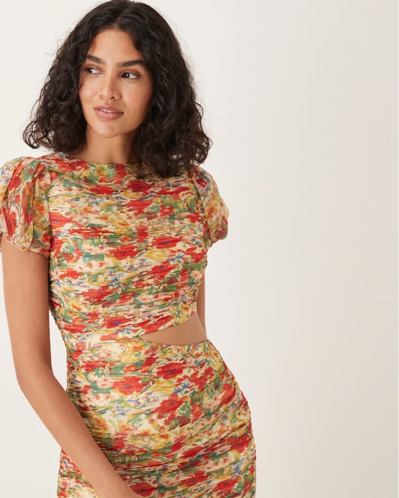 Floral Ruched Maxi Dress - Image 4