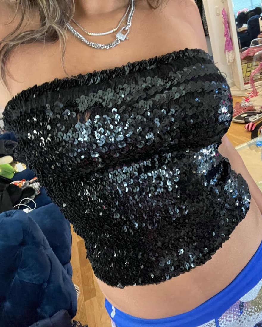 sequin black tube top - Image 3