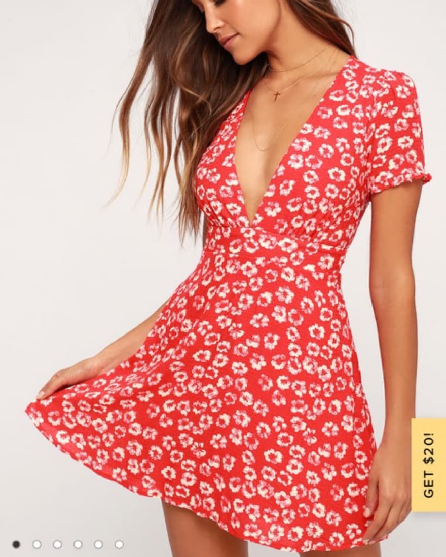 Red Mini Dress Floral - Image 1
