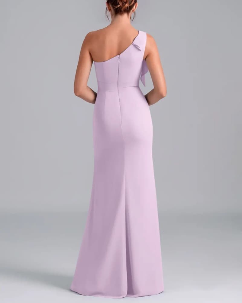 One-Shoulder Lavender Maxi Dress - Image 2