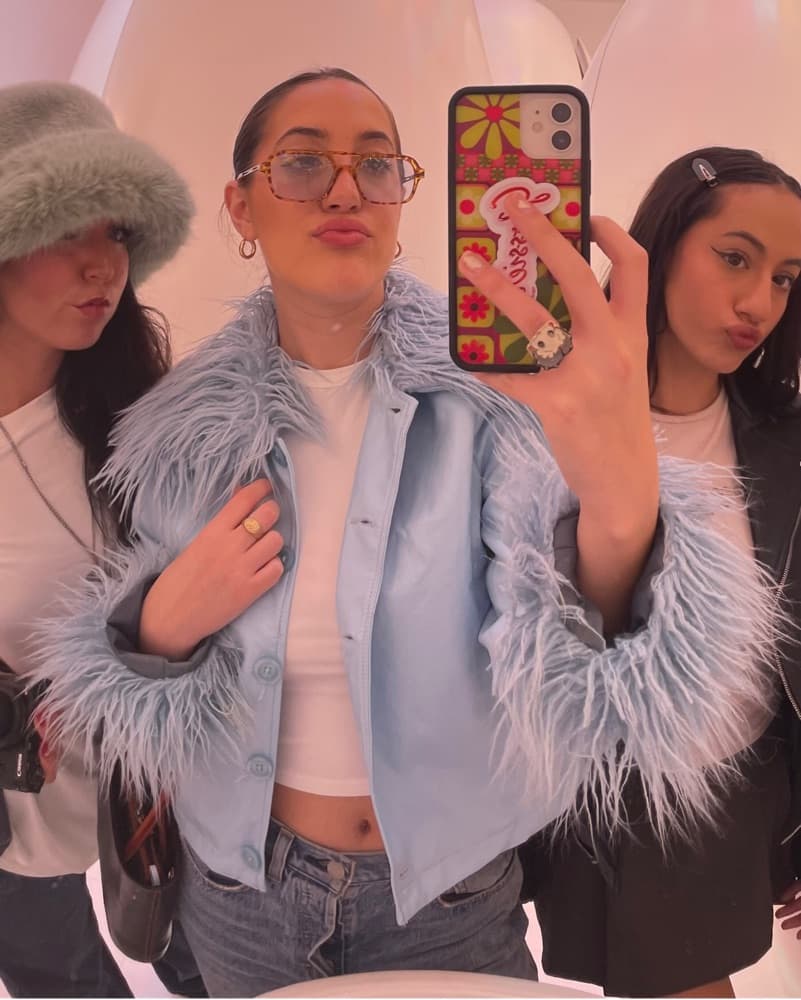 Blue Feather Leather Jacket - Image 1