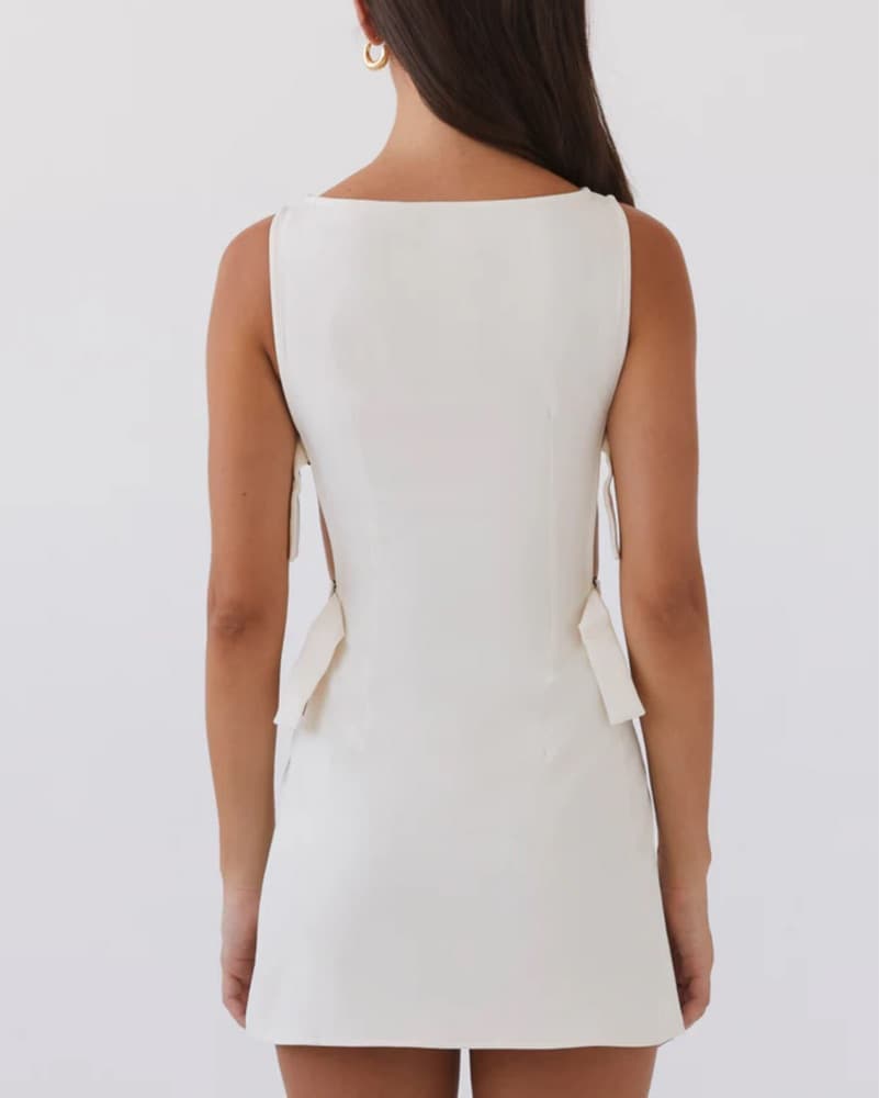 Peppermayo White Buckle Mini Dress - Image 3