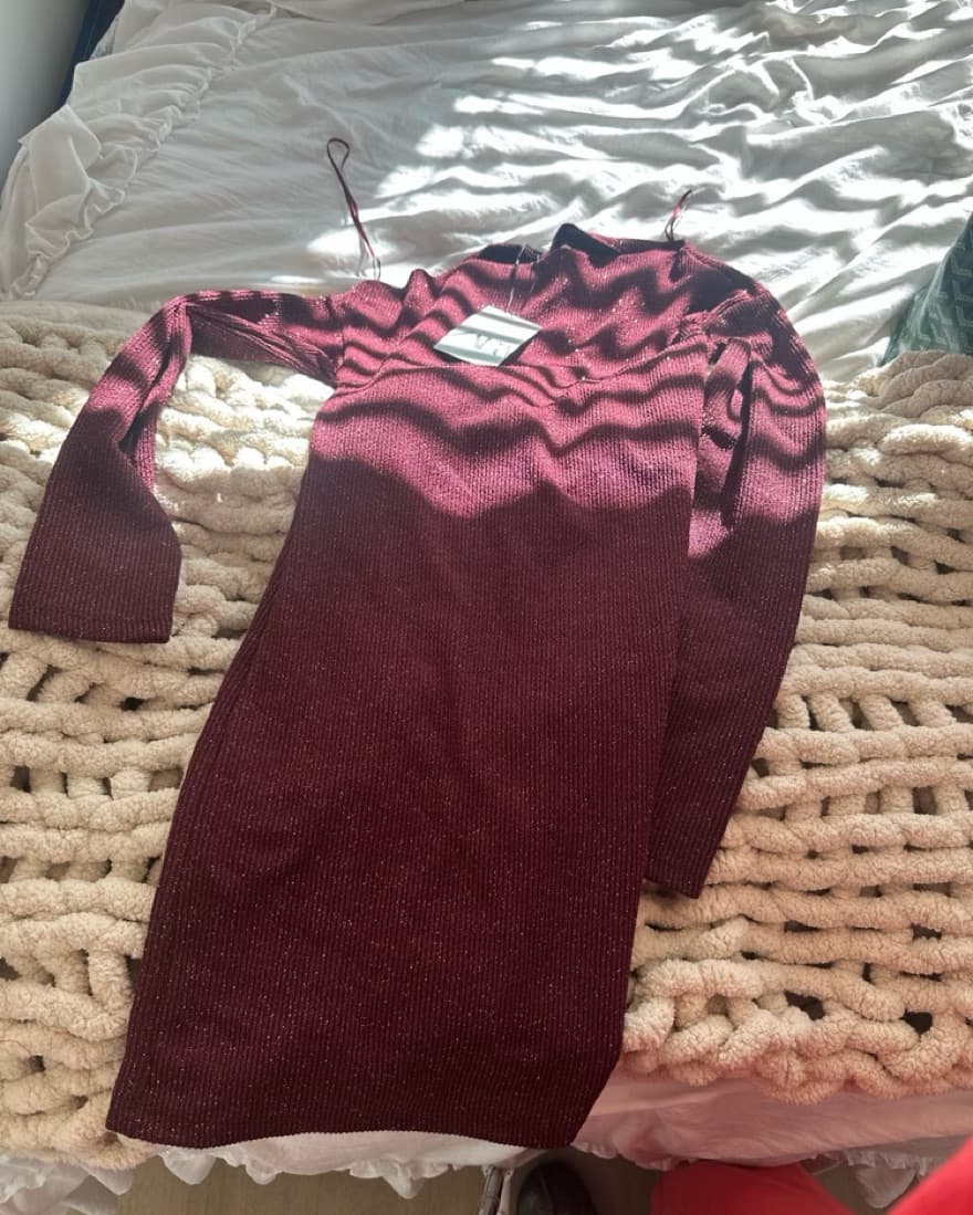 Zara Dark Red Sparkly Dress - Image 2