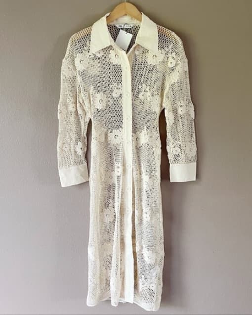 Crochet Button Down Dress/Cover Up - Image 3
