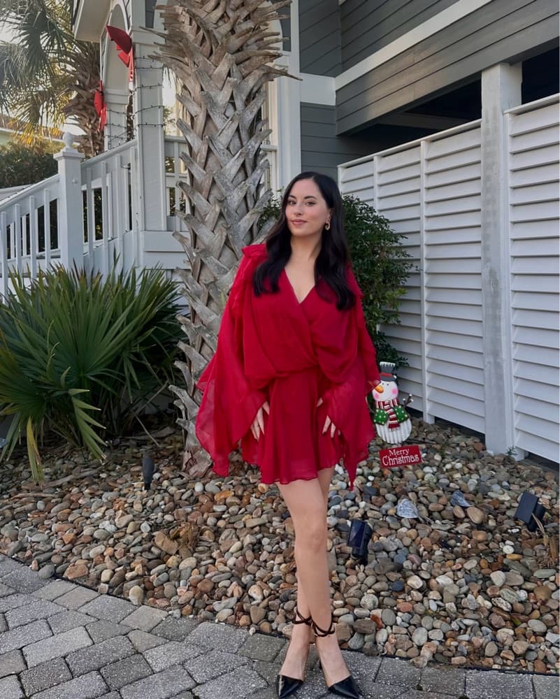 Vibrant Ruffle Red Dress - Image 3