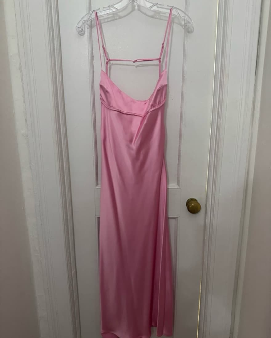 Zara Pink Satin Dress - Image 1