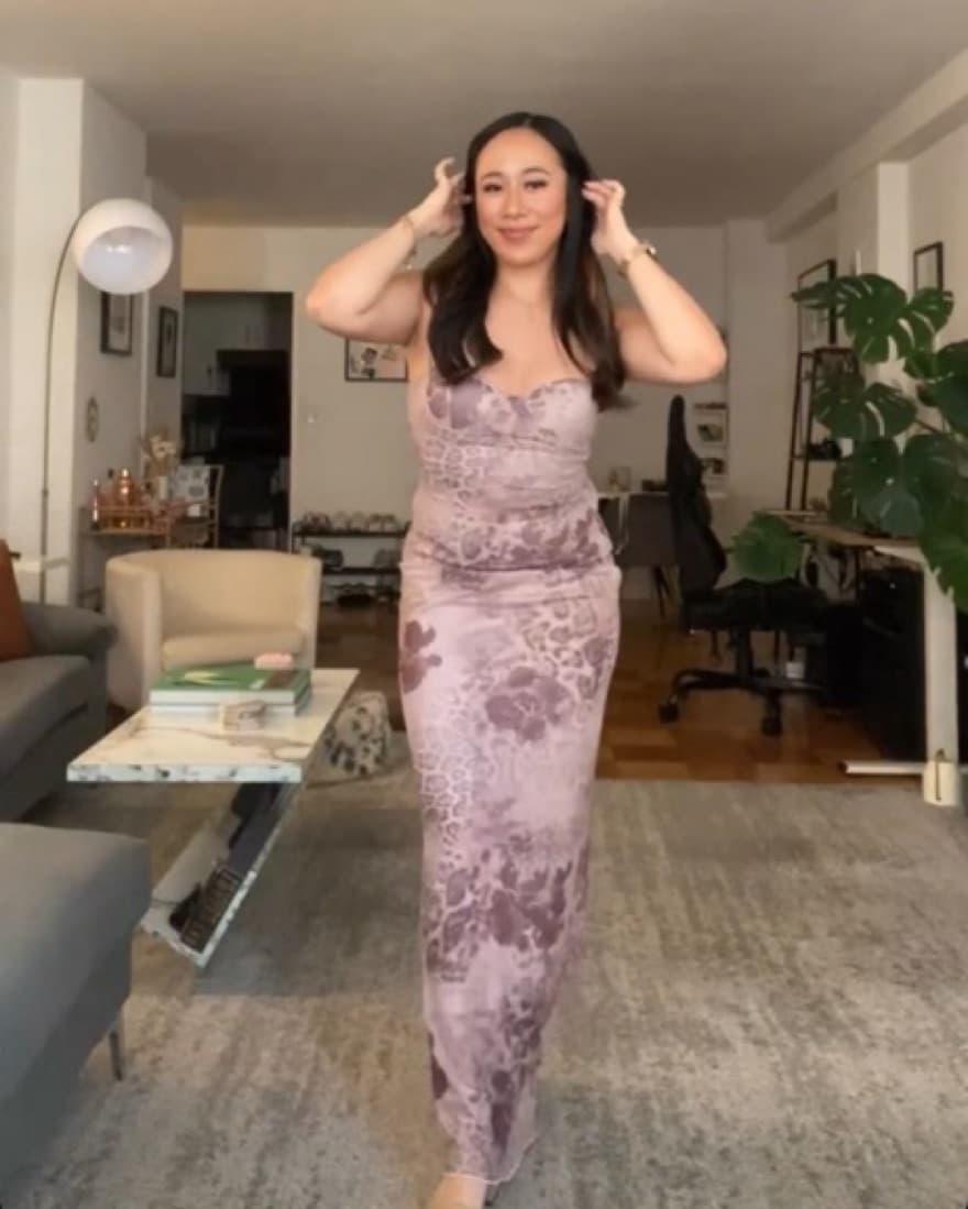 Floral Print Mesh Corset Cocktail Dress - Image 3