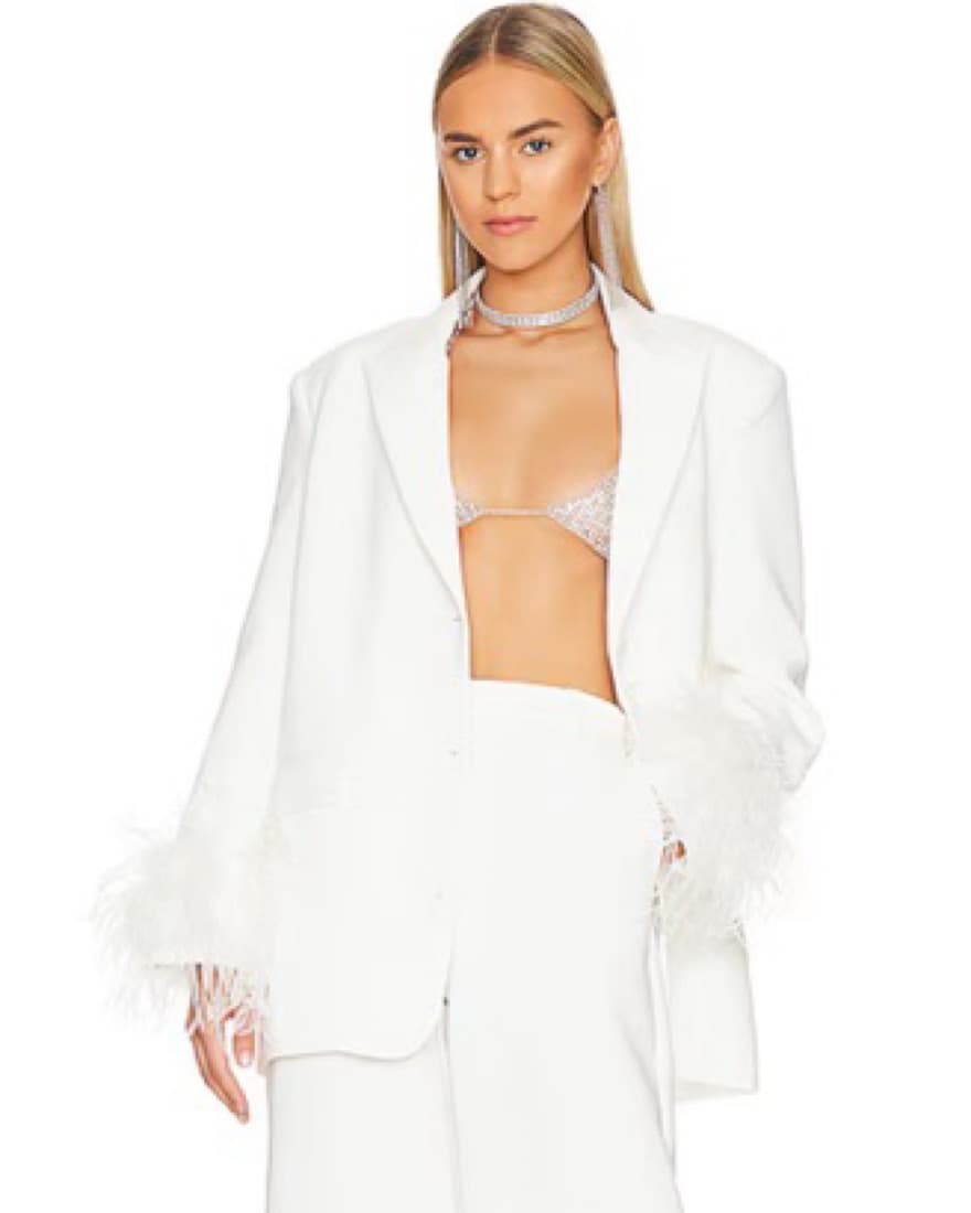 Line & Dot White Feather Blazer - Image 1