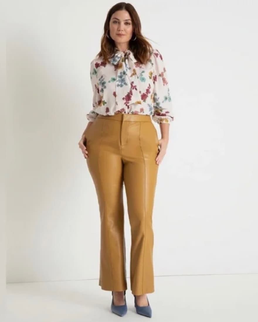 Eloquii Faux Leather Pants In Mustard - Image 1