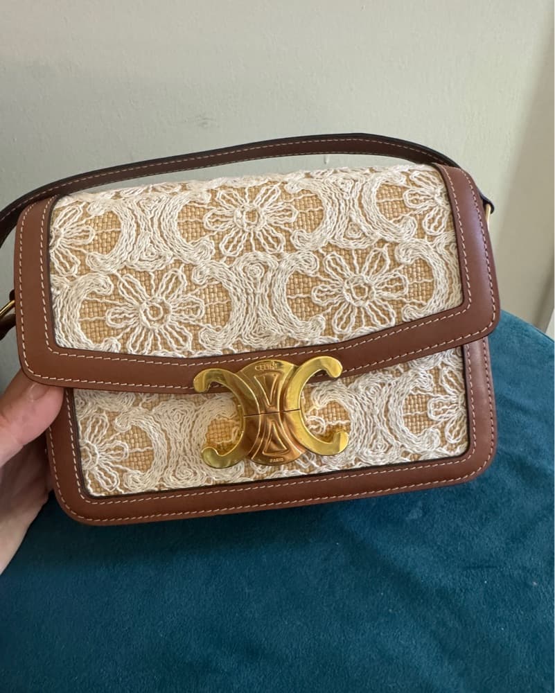 Celine Teen Triomphe Embroidered Raffia  - Image 2