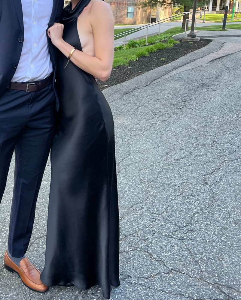 Zara Black Halter Satin Maxi Dress  - Image 5