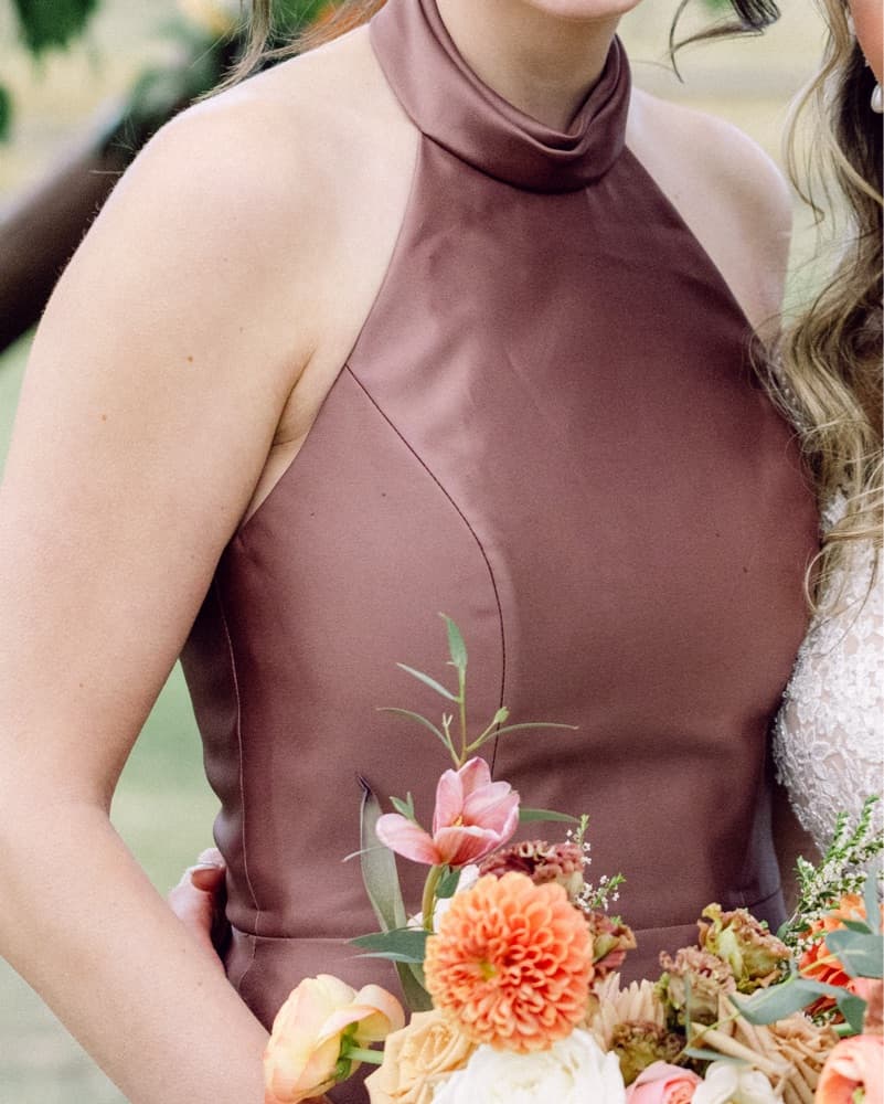High neck trumpet gown In “Cognac” - Image 2