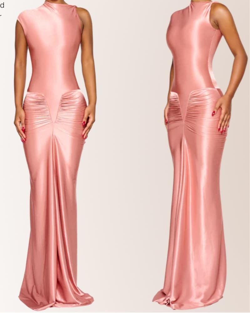Soft Metallic Rose Gown - Image 1