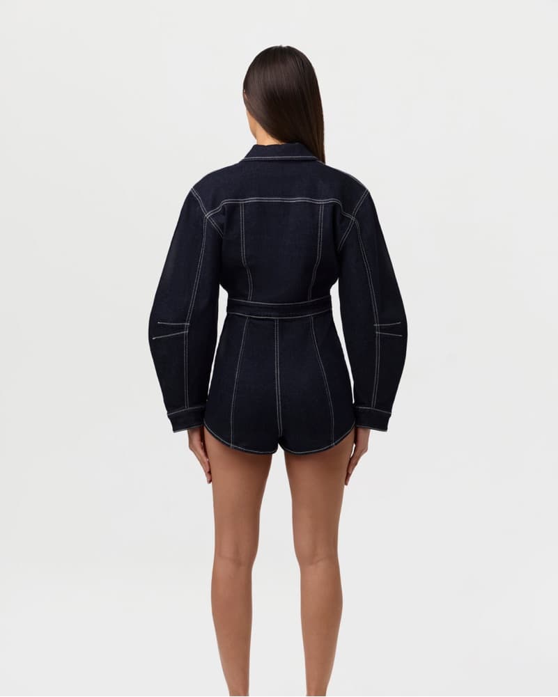 Denim Zip Up Romper - Image 3