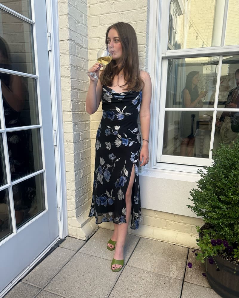 Black And Blue Floral Midi  - Image 1