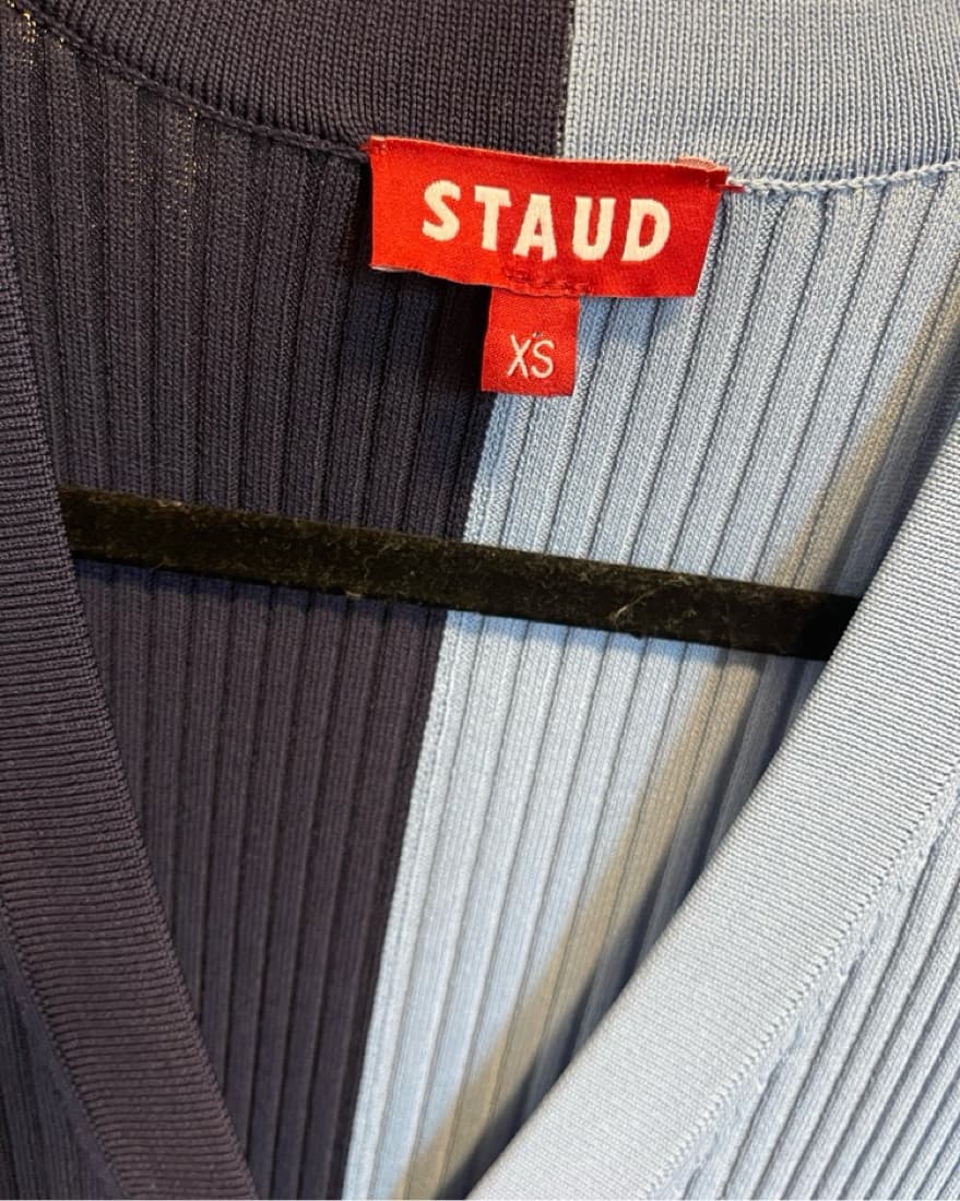Staud Blue Colorblock Dress - Image 3