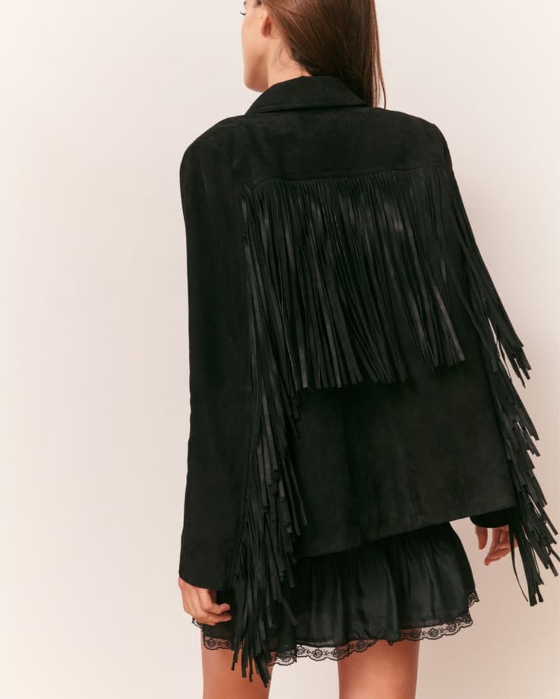Black Fringe LoveShackFancy Jacket - Image 4