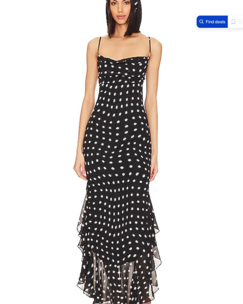 LPA Polka Dot Ruffle Maxi Dress Gown  - Image 3